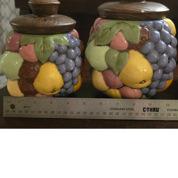 Set of 4 Hand Painted Fruit Ceramic Canisters - Picture 11 of 16